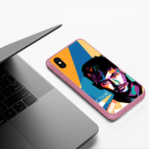 Чехол для iPhone XS Max матовый Neymar, цвет малиновый - фото 5