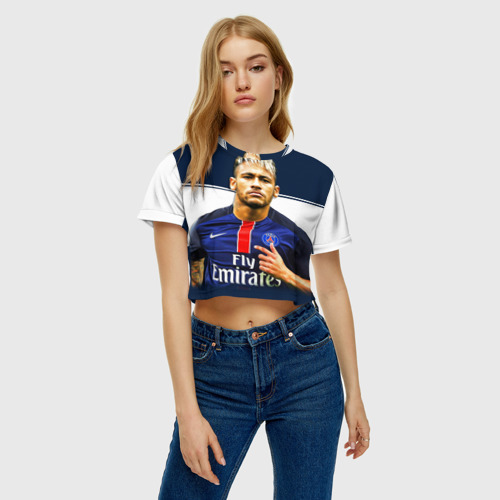 Женская футболка Crop-top 3D Neymar, цвет 3D печать - фото 3