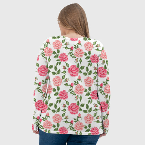 Женский лонгслив 3D Розы паттерн roses pattern, цвет 3D печать - фото 7