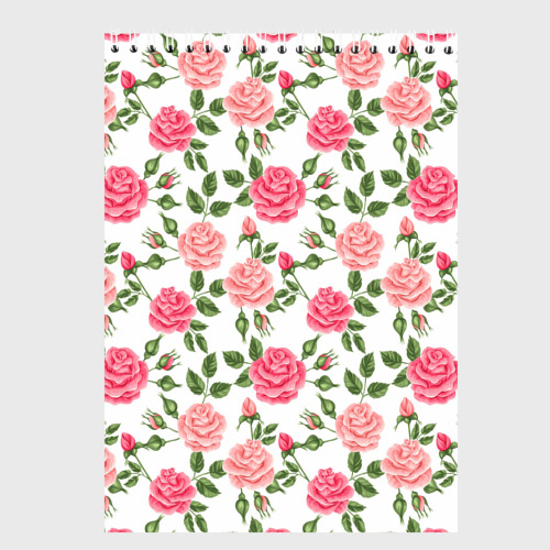 Скетчбук Розы паттерн roses pattern, цвет белый