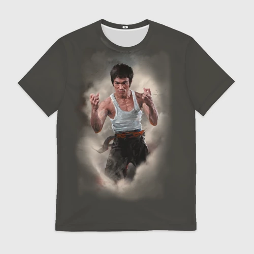 Мужская футболка 3D с принтом Брюс Ли, вид спереди #2
