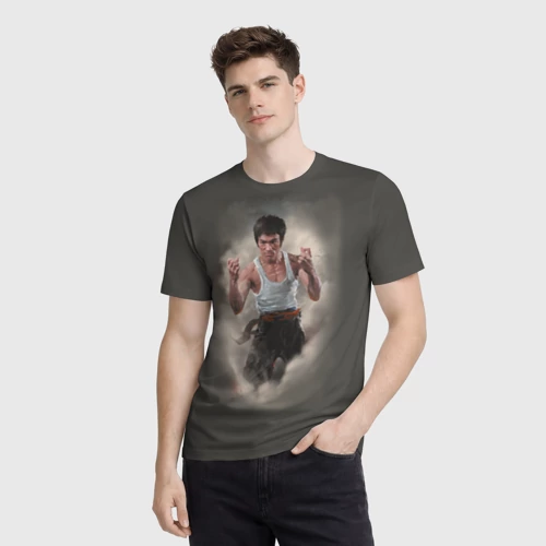 Мужская футболка 3D с принтом Брюс Ли, фото на моделе #1