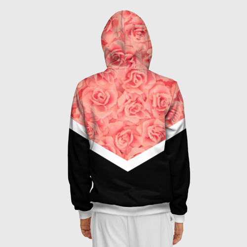 Мужская толстовка 3D на молнии Розы в цвете, цвет белый - фото 4