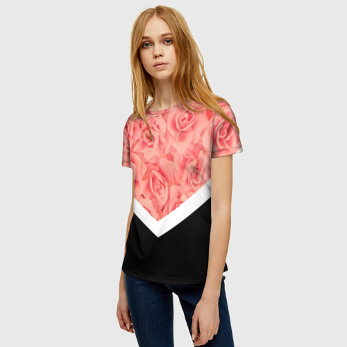 Женская футболка 3D Розы в цвете, цвет 3D печать - фото 3