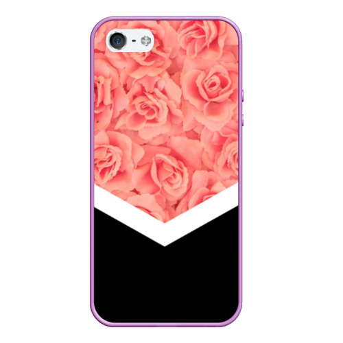 Чехол для iPhone 5/5S матовый Розы в цвете, цвет сиреневый