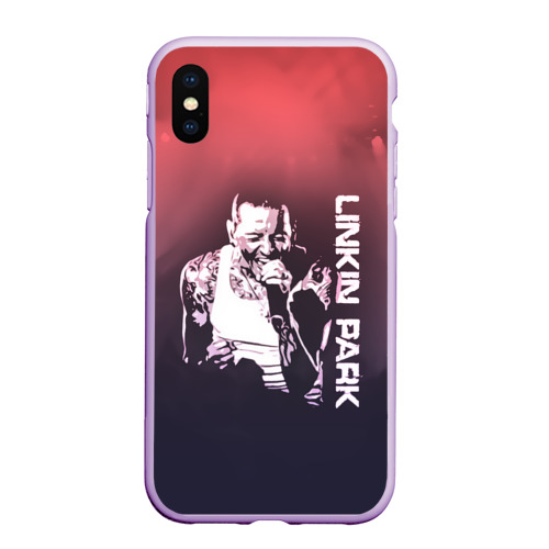 Чехол для iPhone XS Max матовый Linkin Park Честер, цвет сиреневый