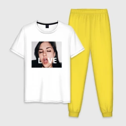 Мужская пижама с белой футболкой хлопок Sasha Gray love