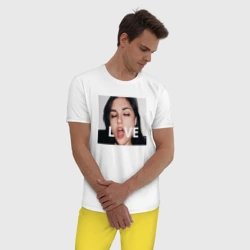 Мужская пижама с белой футболкой хлопок Sasha Gray love - фото 2