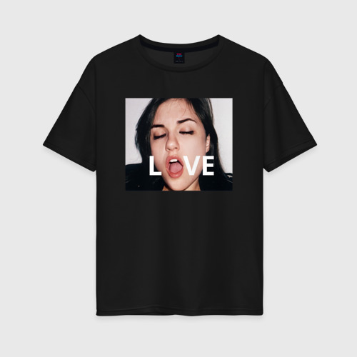 Женская футболка хлопок Oversize Sasha Gray love, цвет черный