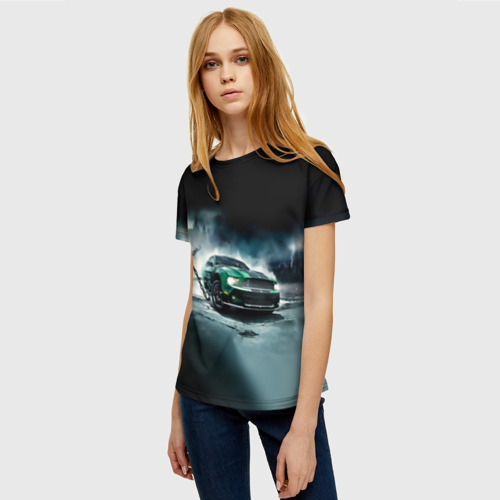 Женская футболка 3D Призрачный Ford Mustang, цвет 3D печать - фото 3