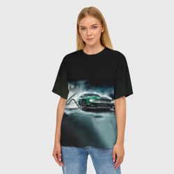 Женская футболка oversize 3D Призрачный Ford Mustang - фото 2
