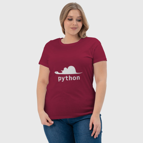 Женская футболка хлопок Питон - язык программирования, цвет маджента - фото 6