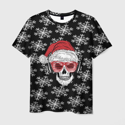 Мужская футболка 3D Santa Skull хипстер, цвет 3D печать