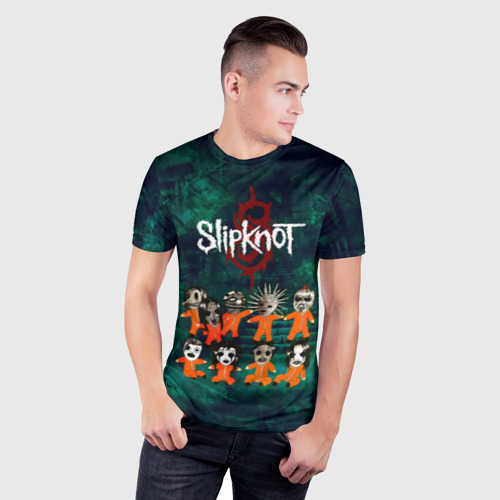 Мужская футболка 3D Slim Группа Slipknot, цвет 3D печать - фото 3