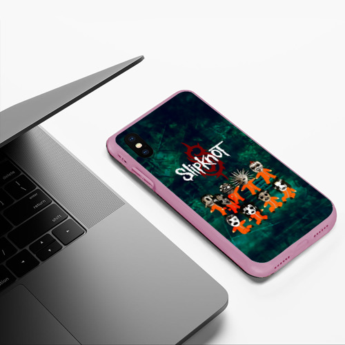 Чехол для iPhone XS Max матовый Группа Slipknot, цвет розовый - фото 5