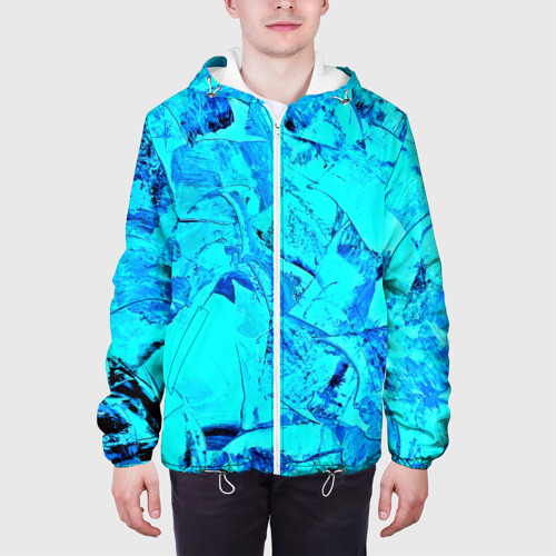 Мужская куртка 3D Голубые краски, цвет 3D печать - фото 4
