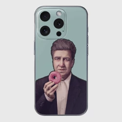 Чехол для iPhone 15 Pro силиконовый с защитой камеры Дэвид Линч