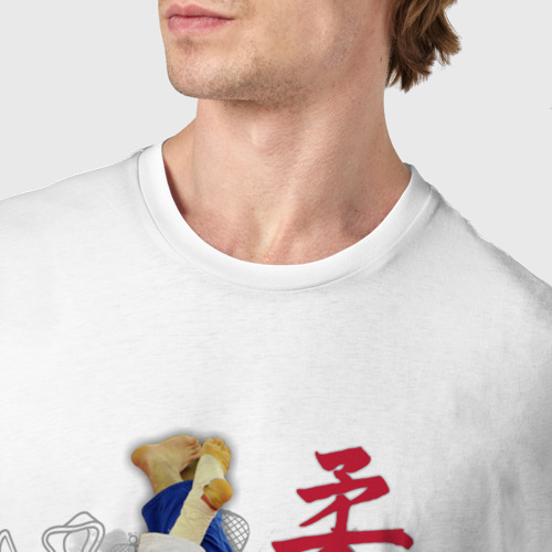 Мужская футболка хлопок Дзюдо, цвет белый - фото 6