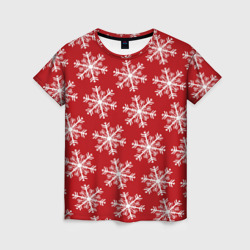 Женская футболка 3D Новогодние Снежинки
