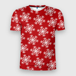 Мужская футболка 3D Slim Новогодние Снежинки