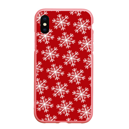 Чехол для iPhone XS Max матовый Новогодние Снежинки, цвет баблгам