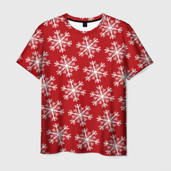 Мужская футболка 3D Новогодние Снежинки