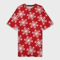 Платье-футболка 3D Новогодние Снежинки