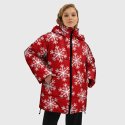 Женская зимняя куртка Oversize Новогодние Снежинки - фото 2