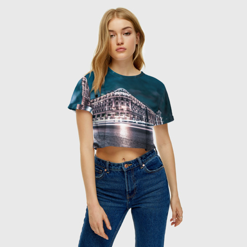 Женская футболка Crop-top 3D 870 лет Москве, цвет 3D печать - фото 4