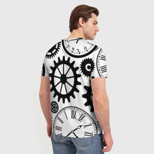 Мужская футболка 3D с принтом Часы и шестеренки, вид сзади #2