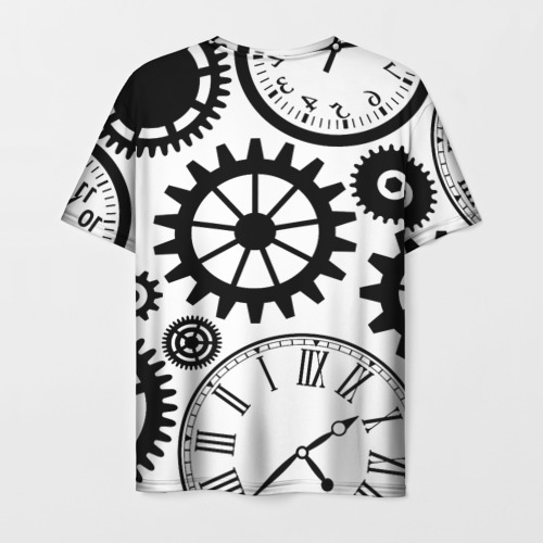Мужская футболка 3D с принтом Часы и шестеренки, вид сзади #1