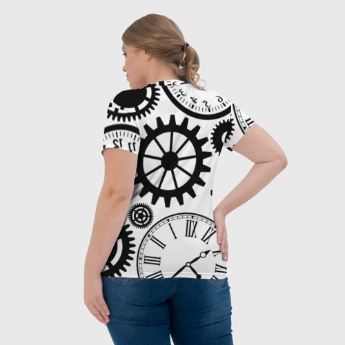Женская футболка 3D с принтом Часы и шестеренки, вид сзади #2