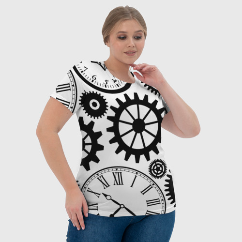 Женская футболка 3D с принтом Часы и шестеренки, фото #4