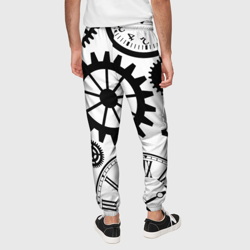 Мужские брюки 3D с принтом Часы и шестеренки, вид сзади #2