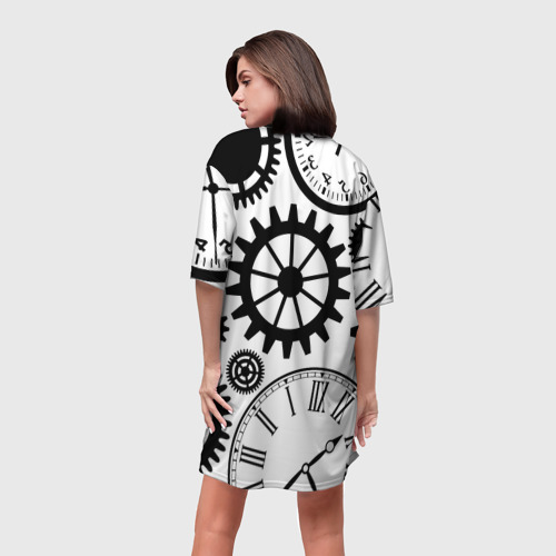 Платье-футболка 3D Часы и шестеренки, цвет 3D печать - фото 4