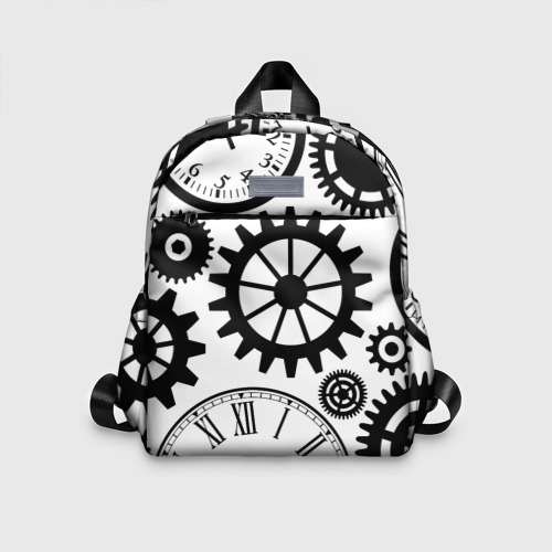 Детский рюкзак 3D с принтом Часы и шестеренки, вид спереди #2