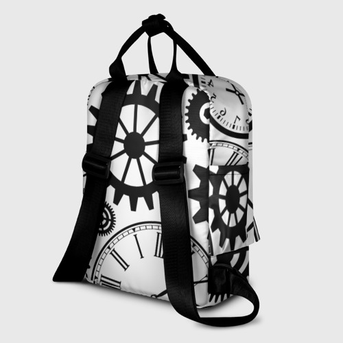 Женский рюкзак 3D с принтом Часы и шестеренки, вид сзади #1