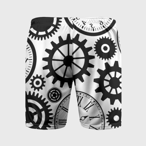 Мужские шорты спортивные с принтом Часы и шестеренки, вид сзади #1