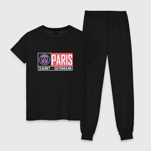 Женская пижама хлопок Paris Saint-Germain - New collections, цвет черный