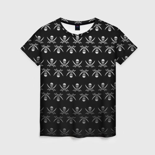 Женская футболка 3D с принтом Пиратский pattern, вид спереди #2