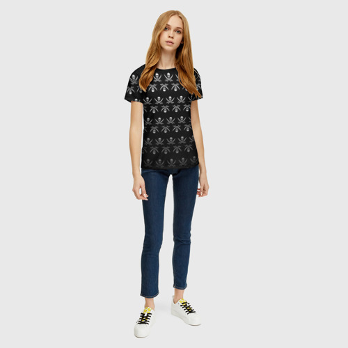 Женская футболка 3D с принтом Пиратский pattern, вид сбоку #3