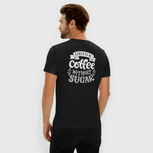 Мужская футболка хлопок Slim Кофе без сахара, цвет черный - фото 4