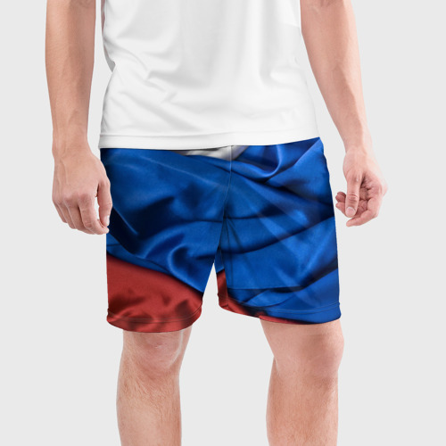 Мужские шорты спортивные Российский Триколор, цвет 3D печать - фото 3