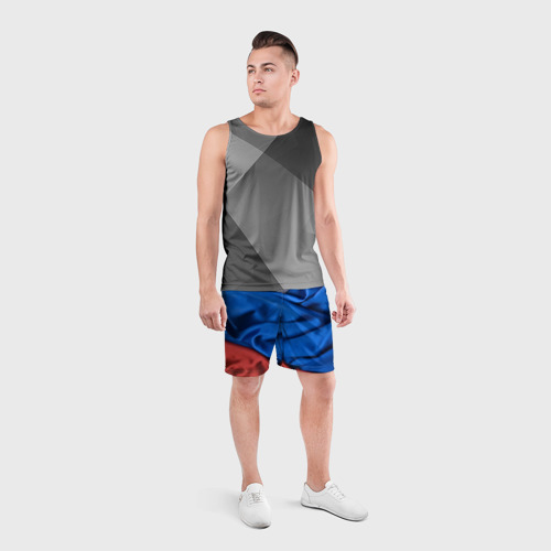 Мужские шорты спортивные Российский Триколор, цвет 3D печать - фото 4