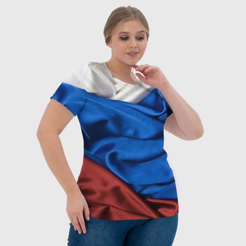 Женская футболка 3D Российский Триколор, цвет 3D печать - фото 6