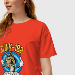 Женская футболка хлопок Oversize Заяц Blink-182 - фото 2