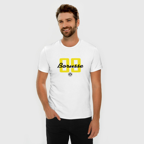 Мужская футболка хлопок Slim Borussia Dortmund - Borusse, цвет белый - фото 3