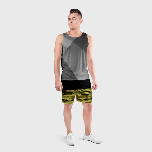 Мужские шорты спортивные Лесной Камуфляж, цвет 3D печать - фото 4