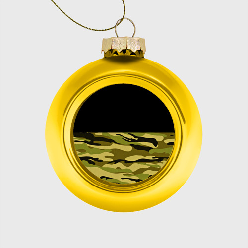 Стеклянный ёлочный шар Лесной Камуфляж, цвет золотой