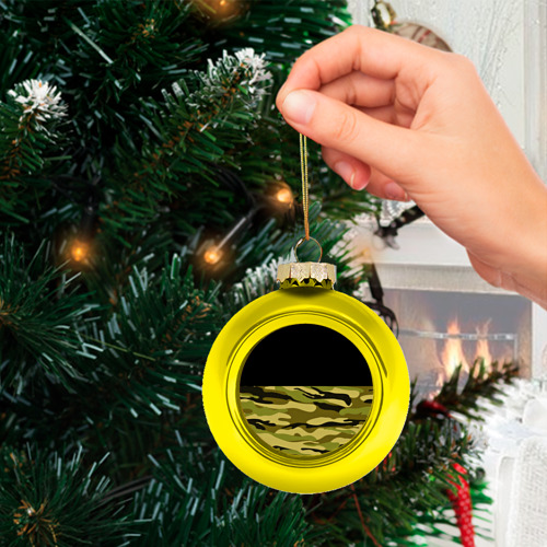 Стеклянный ёлочный шар Лесной Камуфляж, цвет золотой - фото 3